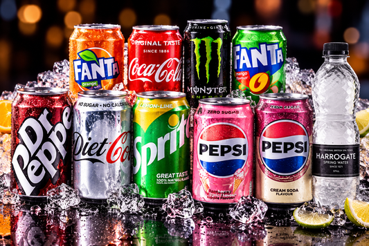 Cans of drink & water